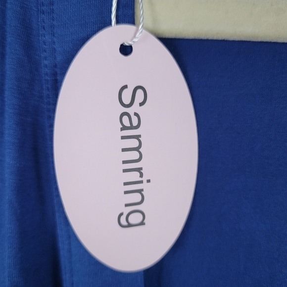 Samring Women's Robe Kimono Soft Bamboo Sleepwear Short Knit Bathrobe Blue Sz L - Picture 7 of 9